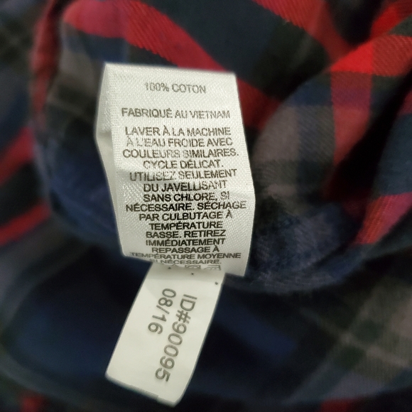 Express mens flannel button down shirt. Long sleeve, size M, blue, gray, red - Picture 4 of 8